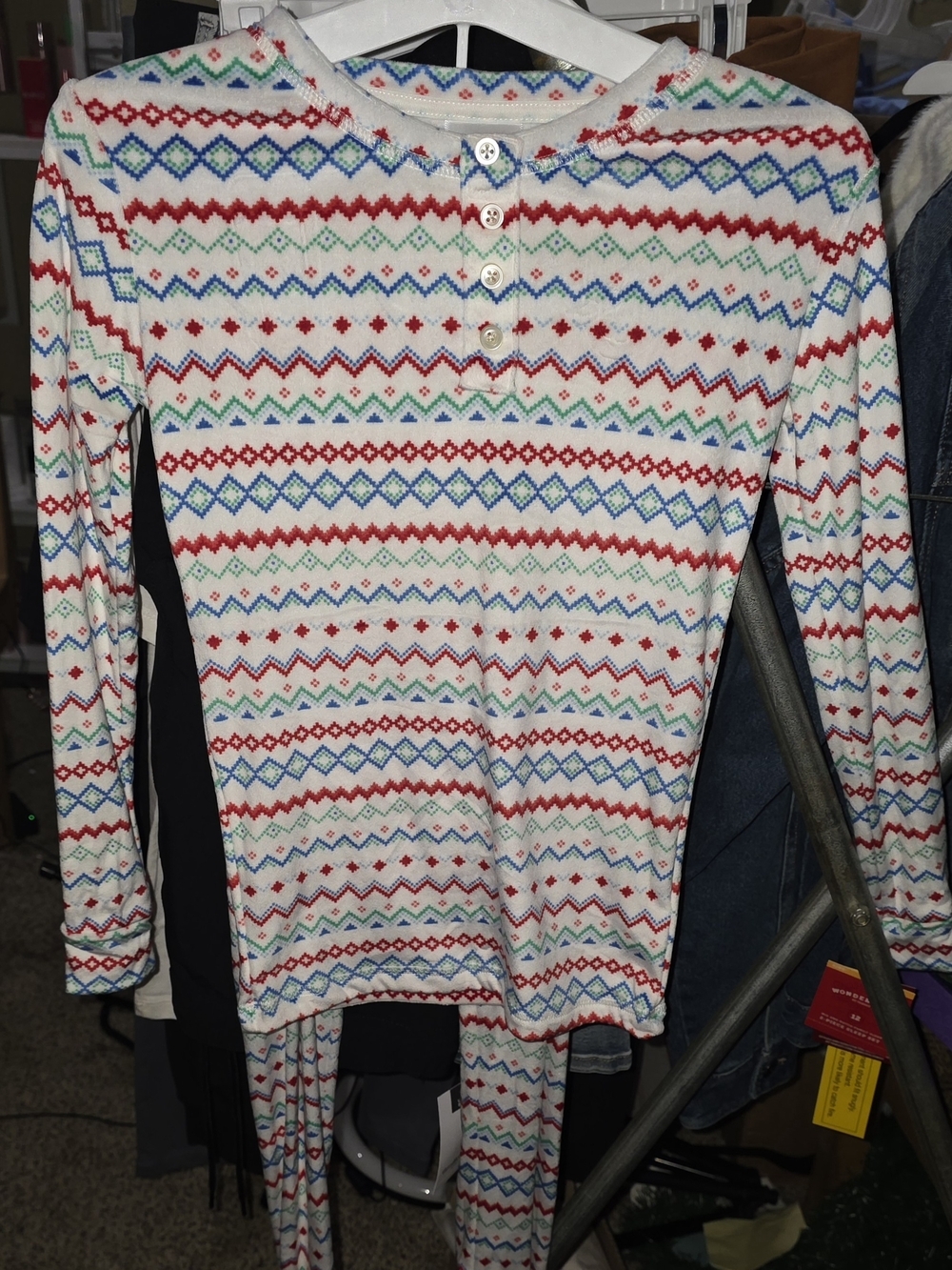 Cozy Fair Isle Henley Thermal Top - Multicolor